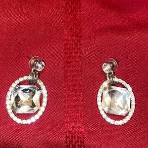 Silver and clear earrings pierced ears